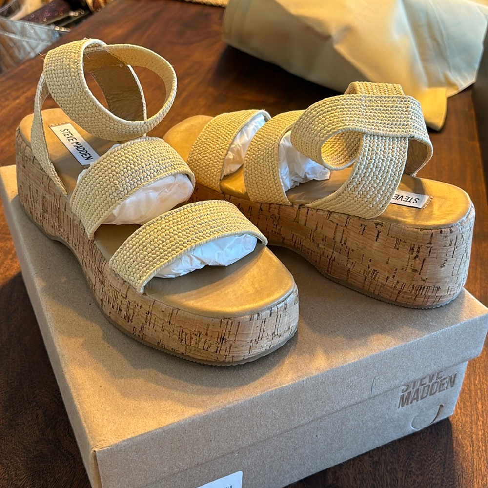 Steve Madden Sashes Raffia Sandals Size 8